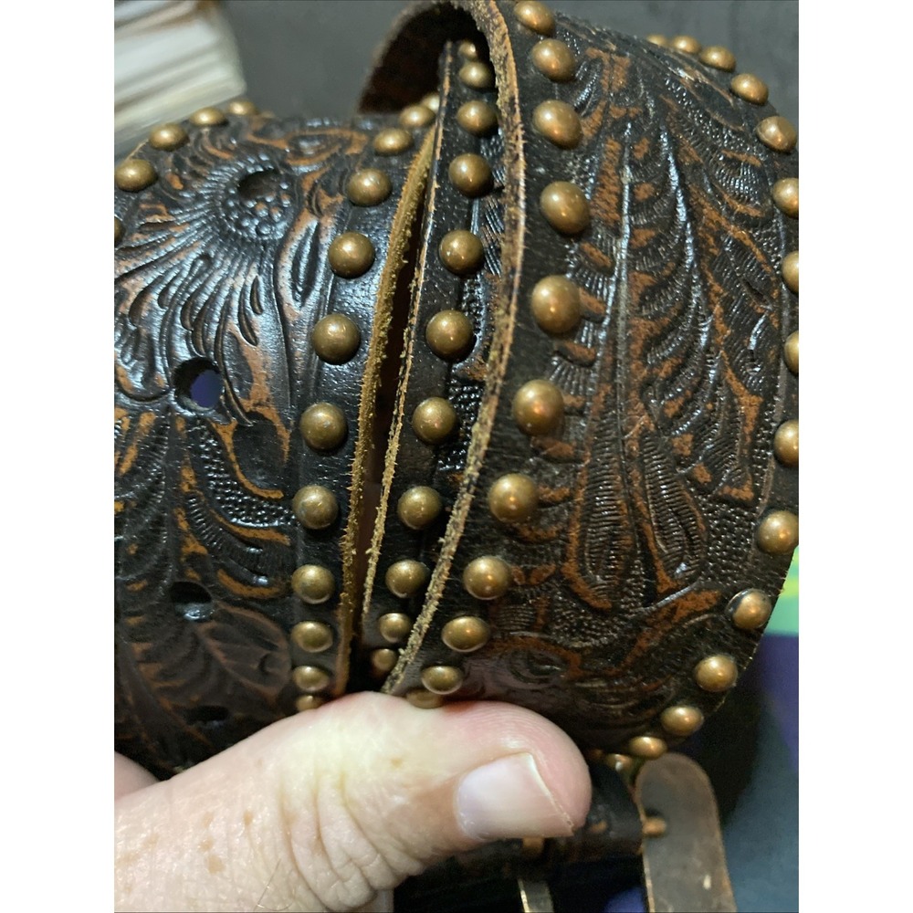 Designer rhinestone Western leather belt 44 inches and smaller Cowgirl D1 - Picture 3 of 4